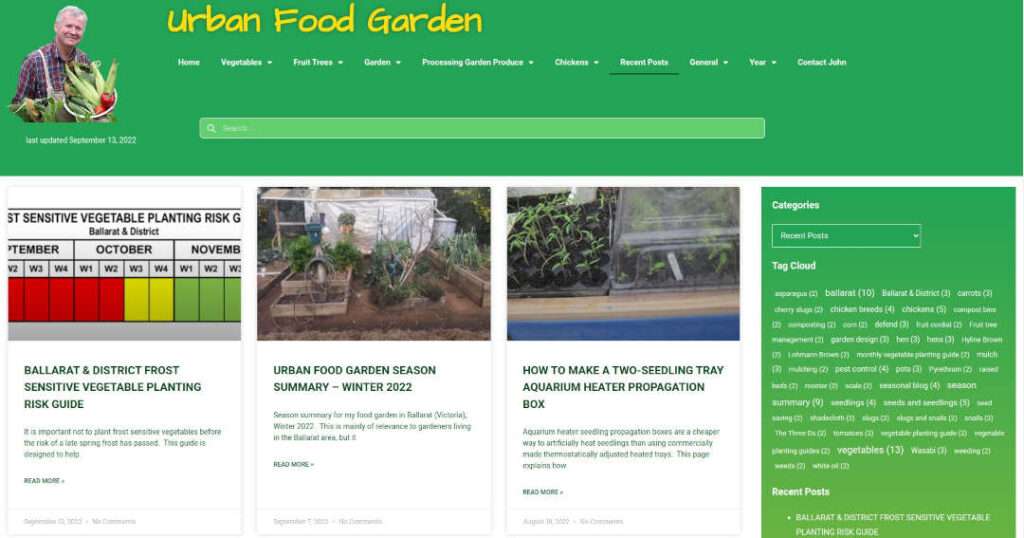 Urban Food Garden website